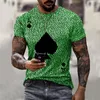 Men's T Shirts 2022 Fashion Men's Summer T-shirt Poker Letter Printed Short Sleeve O Collar Pullover Casual Street Top Lar