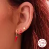 Stud Earrings CANNER Red Collection Enamel Heart Fruit Dance Shoes 925 Silver Hoop Ear Rings For Women Teens Aros Plata Mujer