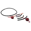 Pendant Necklaces UKEBAY Black Leather Women Gothic Boho Necklace Red Pearl Accesories Mesh Jewelry Handmade Choker