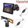 Caméras de recul de voiture Caméras Capteurs de stationnement 10pcs sans fil Auto 5 pouces HD Moniteur LCD TFT Caméra de recul Kit de recul LED Night Vision CCTV