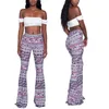 Women s Pants s Summer Women High Waist Stretch Print Trousers Wide Leg Loose Fitting Sexy Flared Bottom Casual Leggings 220930