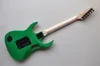 Factory Custom Fluorescent green Electric Guitar with Maple Fretboard Black Hardware Pink Pickups Can be Customized