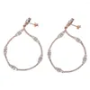 Hoop Earrings Fashion Irregular Baguette CZ Crystal Silver Color Big Rose Gold Circle For Ladies Dancing Party