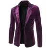 Costumes pour hommes Veste Mode Décontractée Velours Vêtements pour hommes Costume Vintage Rouge Noir Violet