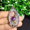 Pendant Necklaces Drop Natural Crystal Pendants Raw Ore Rough Hole With Purple Tooth For Women Men Gift Jewelry JoursNeige