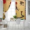 Rideaux de fenêtre avec symbole égyptien de l'egypte antique, draperies en tissu d'intérieur foncé pour cuisine et chambre à coucher, cantonnières de traitement Swag
