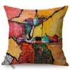 Pillow Nordic Rural Colorful Oil Painting Art Decorative Sofa Case Village Building Landscape Harmony Decoration Cover