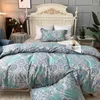 Sängkläder sätter lyxig egyptisk bomullsbönsblommor som skriver ut textilkuddar säng set hem dubbel täcke linne täckning