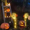 Strings 1Pair Skeleton Hand Solar Light Outdoor Waterproof Lighted Arms Stakes Skull Halloween Decoration Garden Lawn Lamp