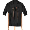 Gabardina para hombre, Otoño Invierno, cintas naranjas, cordón, abrigo Punk Hip Hop, chaqueta larga, capa de gran tamaño Harajuku para hombre