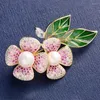 Brooches Korean Style Enamel Leaf Zircon Flower Pearl Brooch Elegant Pin For Clothing Coat Woman Accessories Corsage Sunflower Jewelry