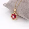 Pendentif Colliers FS Haute Qualité Tendance Cuivre Fleur Forme Rouge Pierre Bijoux Pour La Fête