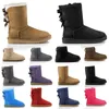 2021 Женские снежные ботинки для зимних тройных черных каштанов розовый темно -синий серо -сероватый бежевый пурпурный