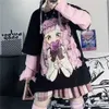 Yeni uzun kollu anime kawaii kapüşonlu kıyafetler bahar sonbahar hip hop japon kadın gevşek harajuku kadın sweatshirts e kız