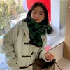 Scarves Green Diamond Plaid Scarf for Female Winter Wool Knitted Womens Thicken Cashmere Pashmina Shawl foulard femme 220930