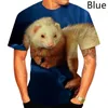 Camisetas masculinas 2022 Ferret Animal Harajuku Unisisex 3D Roupas T-shirt Camisetas de rua fofas xs-5xl