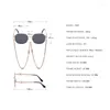 Lunettes de soleil Lunettes Y2K Produits de tendance Lentes Fashion Metal Irrégulettes avec chaîne Femmes Tendy Square Chain Drop Prevention 246i