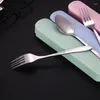 Dinnerware Sets 3PCS Portable Stainless Steel Cutlery Suit With Storage Box China Chopstick Fork Spoon Knife High Quality Travel Tableware