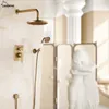 Ensembles de douche de salle de bain Ensemble de tête noire vintage Mélangeur Robinet de baignoire en laiton mural Robinets de pluie à système rond