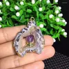 Pendant Necklaces Drop Natural Crystal Pendants Raw Ore Rough Hole With Purple Tooth For Women Men Gift Jewelry JoursNeige