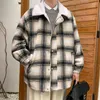 Erkekler Kış Pamuklu Ekose Ceket Erkekler Parka Sıcak Moda Retro Retro Kalın Kuzu Kürk Ceket Koreli Kısa Erkek Kıyafetler M-5XL