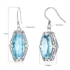 Dangle Earrings Vintage Aquamarine Hook Real Silver 925 Earring For Women Anniversary Party Banquet Luxury Fine Jewelry