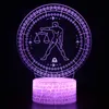 Lampe 3D veilleuse douze constellations Design 16 couleurs changeantes LED Illusion Base lumières pour enfants cadeau