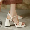 Sandalen rende 8 cm Romeinse stijl open teen hoog hiel klinknagel enkelband dames casual schoenen jurk voor vrouwen