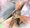 Top model Fashion Lady Quartz Watches Casual bee G shape women Rose Gold Genuine Leather Belt Clock Luxury female elegant wristwat297Q