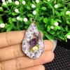 Pendant Necklaces Drop Natural Crystal Pendants Raw Ore Rough Hole With Purple Tooth For Women Men Gift Jewelry JoursNeige