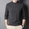 Men's T Shirts Solid Color Long Sleeve Men's T-shirts High Quality Half Turtleneck Casual Male Spring Autumn Simple Man Tees 3XL