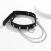 Choker harajuku czarny skórzany chocker seksowne serce nity Goth punk chokers gotycki naszyjnik dla kobiet Hip Hop Bondage Cosplay