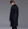 Men's Trench Coats Fashion Casual Woolen Coat Men Double Breasted Overcoat Mens Cashmere Casaco Masculino Inverno Erkek England