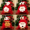 Decorações de Natal Bolsas de presente fofas Cartoon Velvet Draw String Candy Tolder Navidad Party Decoration Xmas Supplies