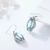 Dangle Earrings Vintage Aquamarine Hook Real Silver 925 Earring For Women Anniversary Party Banquet Luxury Fine Jewelry