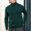 Suéteres masculinos suéter de gola alta homens inverno quente grosso solto garotas verdes masculino machado vintage de tamanho casual malha de malha xxl