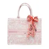 77% Off Evening Bags Outlets Clearance high quality Printed hand women's canvas large capacity bow scarf Tote