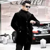 Men's Trench Coats 2022 Men's Mink Velvet Coat Middle-aged And Elderly Gold Mid-length Thick Warm