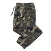 Calça masculina homens calças de moletom de camuflagem impressão de joggers harém tornozelo amarrado cintura elástica esportes esportes fora