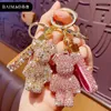 مفاتيح مفاتيح خيالية Strass Rhinestone Diamond Bear Bear keychain Ceychain Leather Car Cark Carn Bag Bendant Llaveros Para Mujer