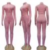 Tweedelige broek voor dames Zaggin 2022 Autumn Fashion Women Solid 3-colour 2-delige set Casual ritssluiting Kraag op Volle mouw Top Long Skinny