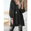 Casual jurken modieuze dames solide kleur v-neck high en low hem shirt vestidos pendelen losse damesjurk groothandel