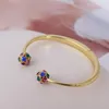 Bangle Fashion Simple Incrusté Couleur Full Diamond Ball Open Femme Bracelet