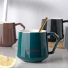 Kubki kubki z okładką łyżka kreatywna duża pojemność ceramiczna kawa Puchanie Puchar Kobieta Mężczyzna biuro para domu mleko herbaty 380 ml