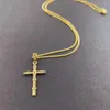 Collares colgantes Collar de oro de 24 quilates Cruz de fe religiosa para mujeres Hombres Regalos de joyería