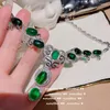 Pendant Necklaces Bright Luminous Malachite Green Zircon Necklace Eight Heart Arrow Rattan Neck Chain