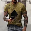 Мужские рубашки T 2022 Модная мужская летняя футболка покер буквы с короткими рукава с коротка