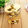 Dinnerware Sets High Quality Unique European Style Shiny Gold Finish Metal & Acrylic Salt/Sugar/Tea/Coffee Jars Tableware