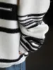 Женские свитера 2022 Женщины черные белые полосы свитера осень зима густая теплые свободные с длинным рукавом.