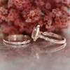 Anéis de casamento 2pc adorável ouro rosa oval oval de fada lazer esportes anel de amizade para mulheres presentes de viagem festa